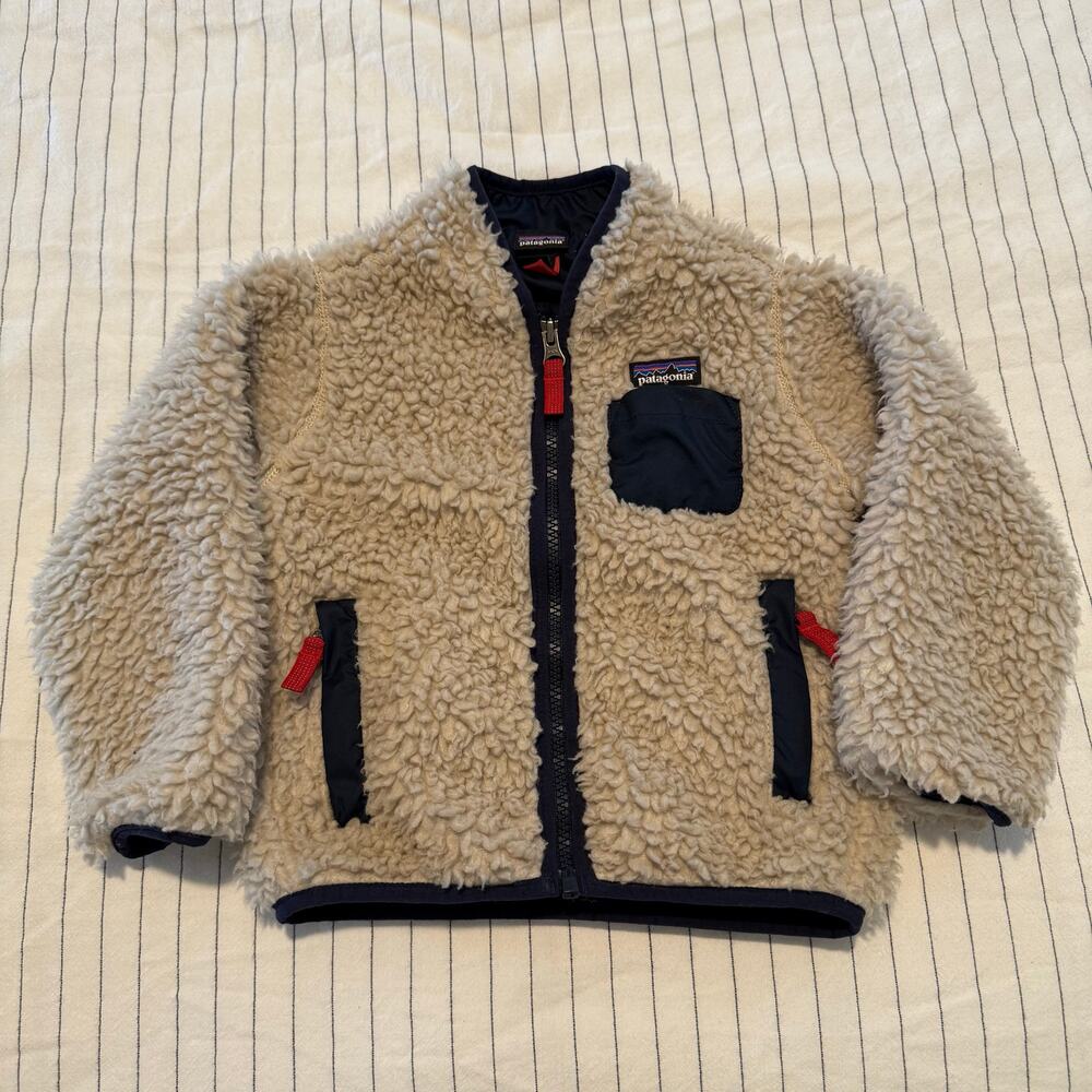 Patagonia Baby Toddler Retro-X cream sherpa fleece full zip lined jacket size 2T